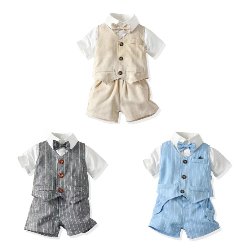 Baby Boy Suit Set Baptism - Roupa infantil de cavalheiro britânico, roupas