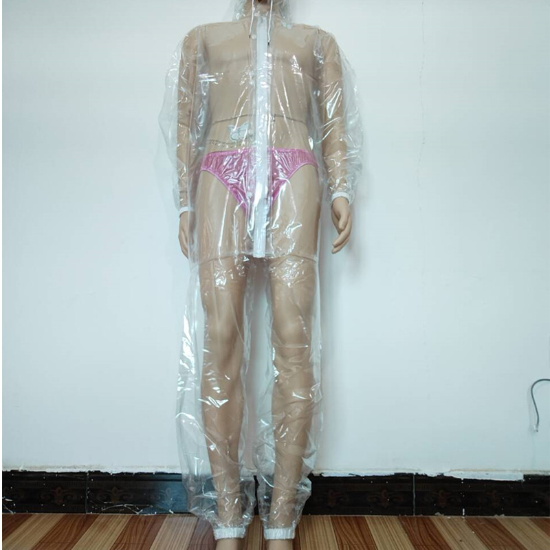 Diapering - Macacão Transparente de PVC com Zíper,