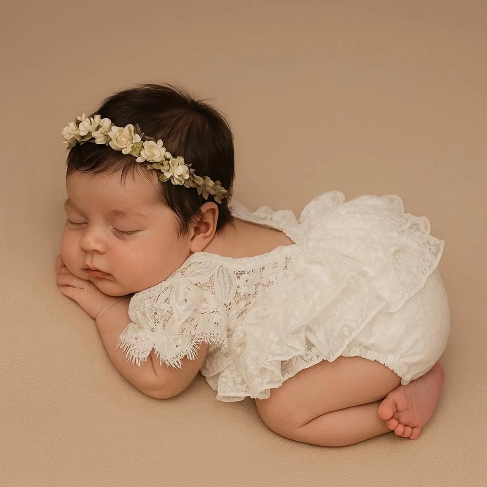 Newborn Baby Girl Romper Floral - Conjunto de Fotografia para Recém-Nascidos Menina,