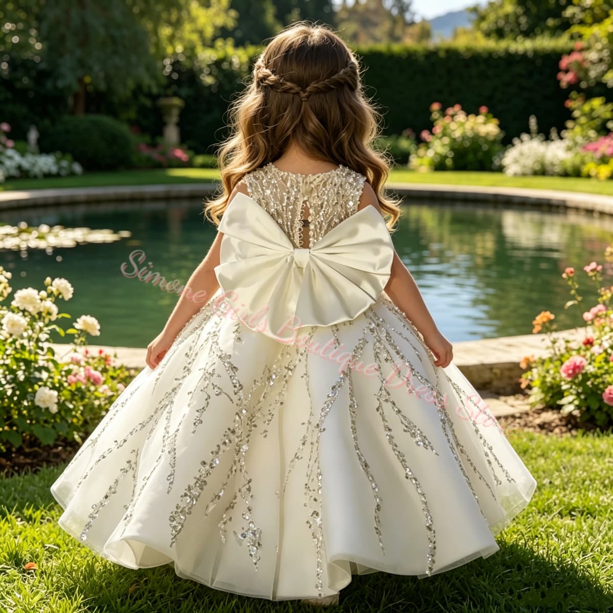 Toddler Girl Tulle Party Dress - Vestido de Dama de Honra Luxuoso