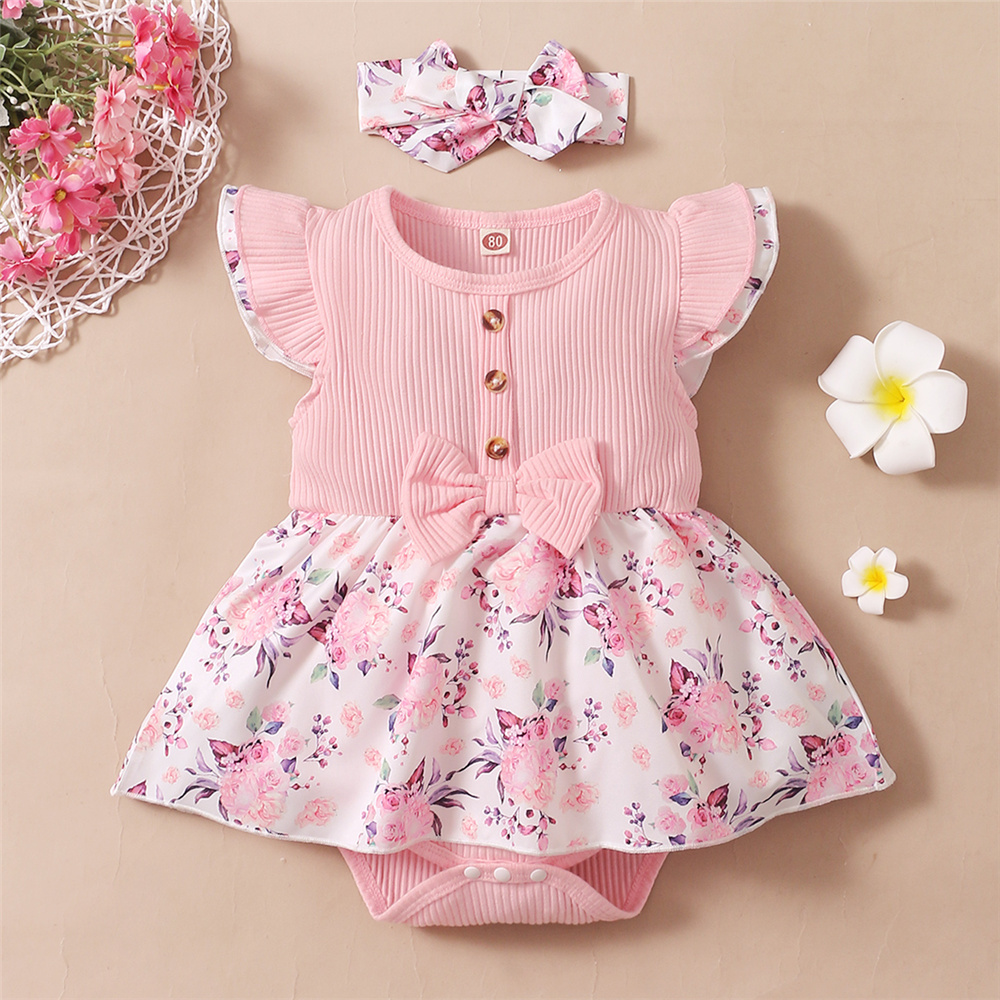 Newborn Baby Girl Romper Floral - 0-18 meses bebê menina floral macacão