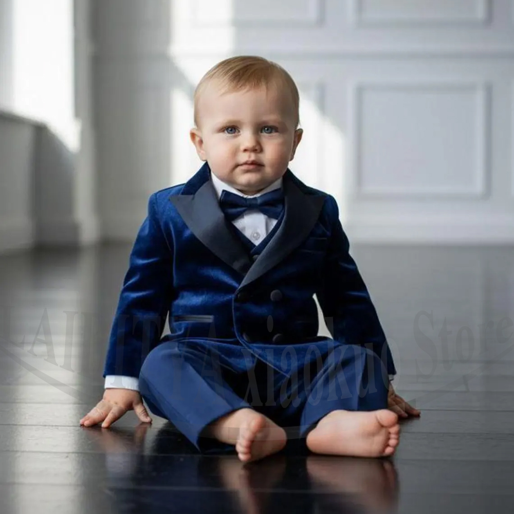 Baby Boy Suit Set Baptism - Conjunto de Terno de Veludo para