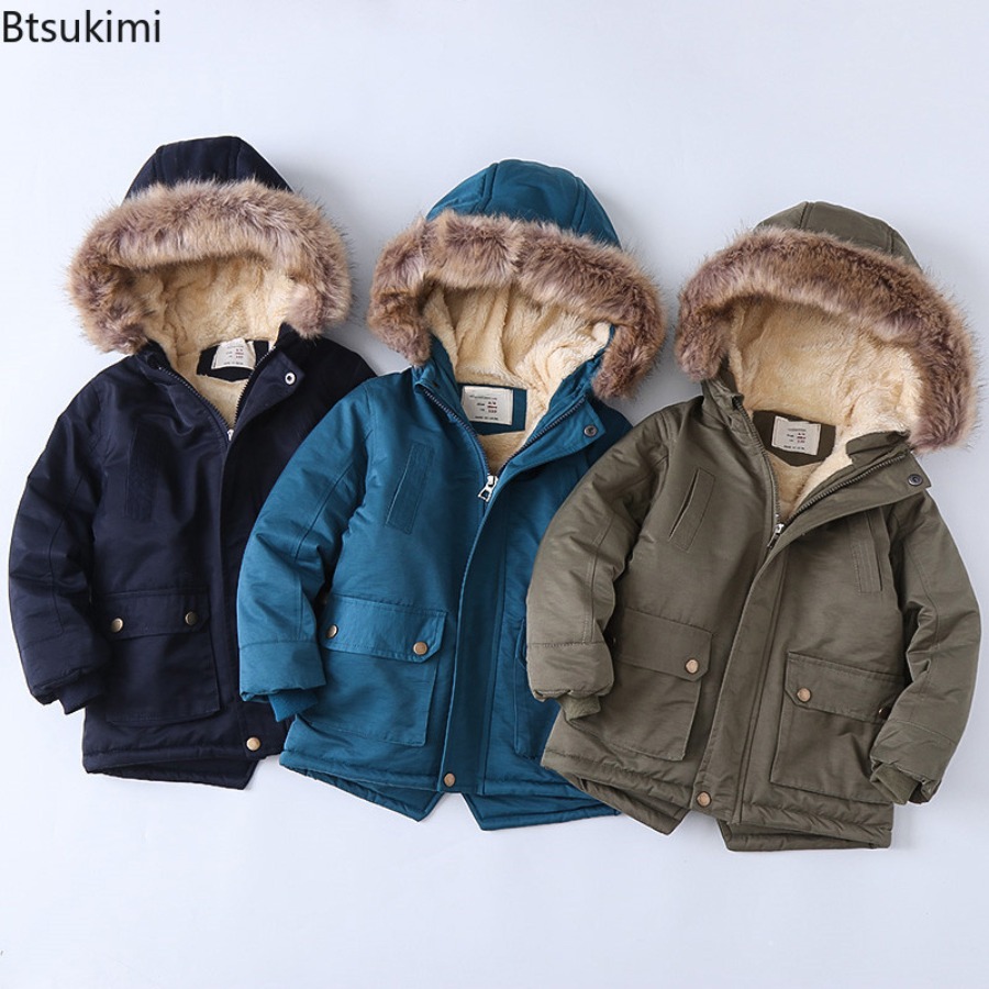 Toddler Boy Winter Fleece Jacket - Casacos forrados de lã das crianças