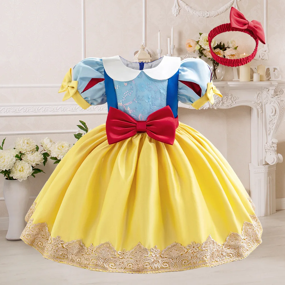 Toddler Girl Tulle Party Dress - Vestido de festa Tutu amarelo vintage
