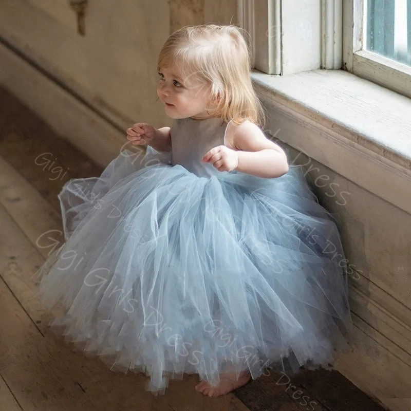 Vestido floral azul para menin - Toddler Girl Tulle Party Dress avaliação e preço