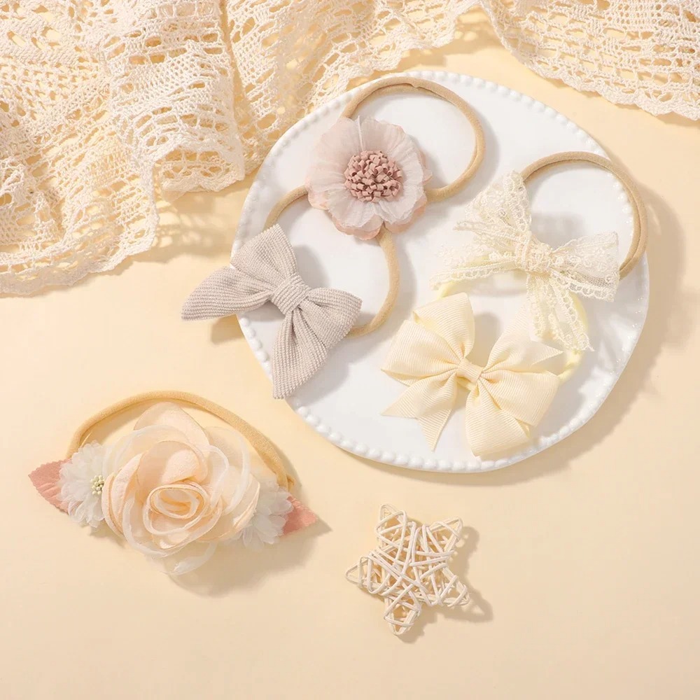 5 pçs bebê flor laço arco band - Baby Gear avaliação e preço