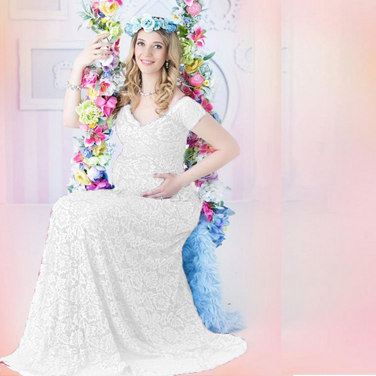 Vestido Maxi de Renda com Mang - Maternity Wear avaliação e preço