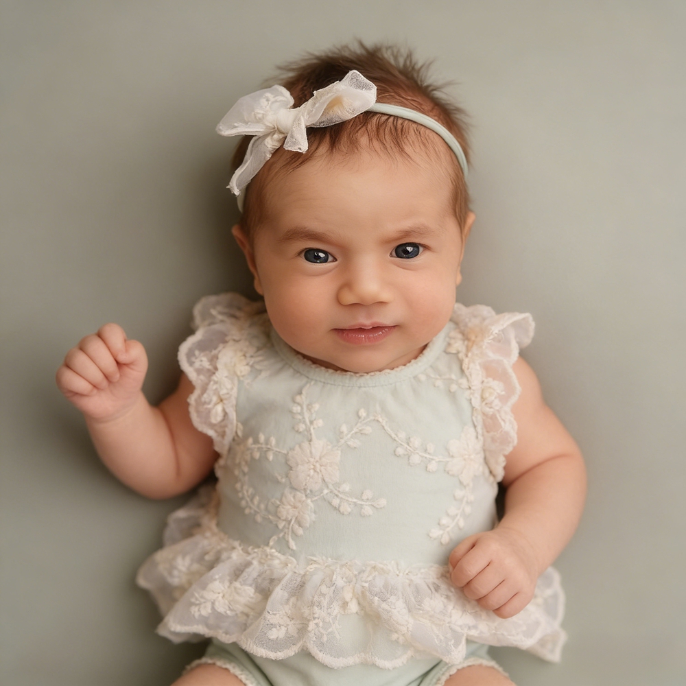 Macacão de Renda Verde Pastel  - Newborn Baby Girl Romper Floral avaliação e preço