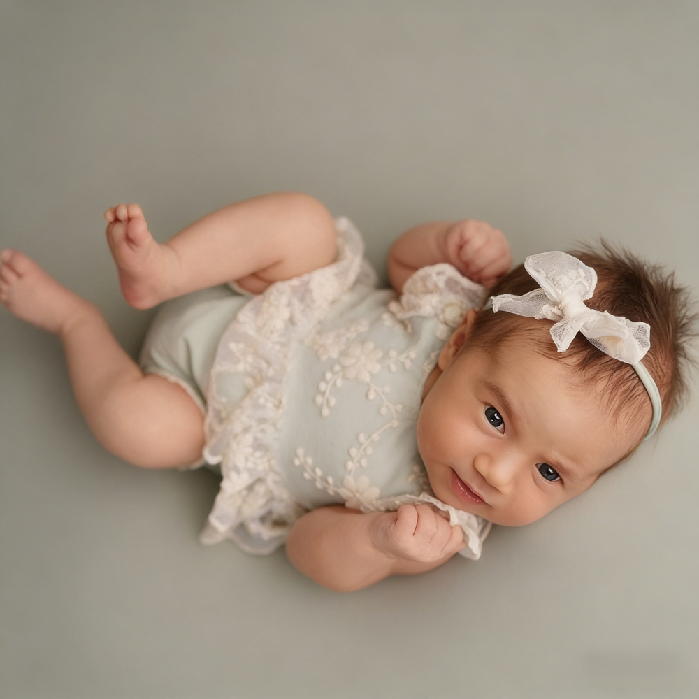 Macacão de Renda Verde Pastel  - Newborn Baby Girl Romper Floral avaliação e preço